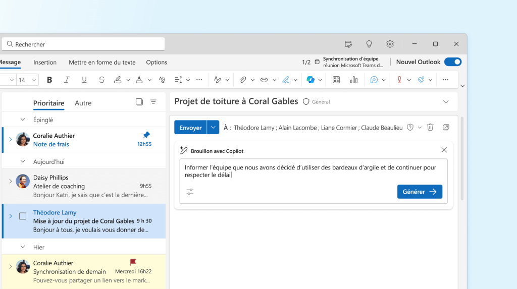 Microsoft 365 Copilot dans Outlook